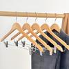 10pcs Solid Wood Hangers with Clips for Shirts T-Shirts Suits Coats and Wardrobe Use