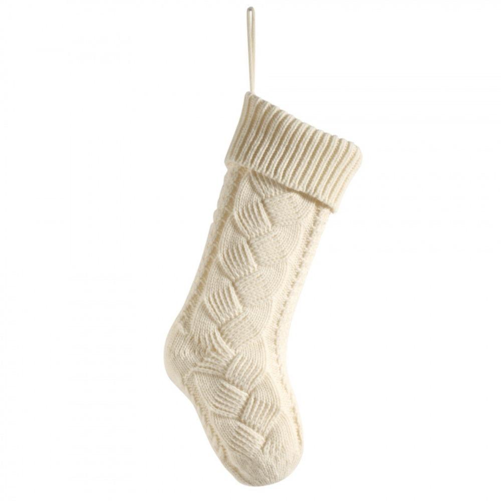 Yarn Knitted Christmas Socking Solid Color Christmas Gift Bag Xmas Tree Hanging Ornaments Holiday