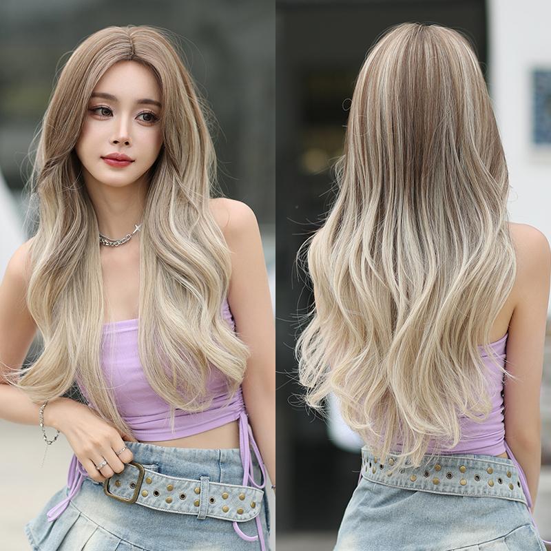 Professional  WIGS Long Body Wavy Sakura Pink Wig for Sweet Girl High Density Synthetic Loose Curly Hair Wig with Bangs Beginner Friendly