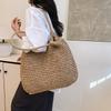 Große Tragetasche Strohtasche neue lässige Schultertasche gewebte Tasche Urlaub Strandtasche Damentasche Handtasche