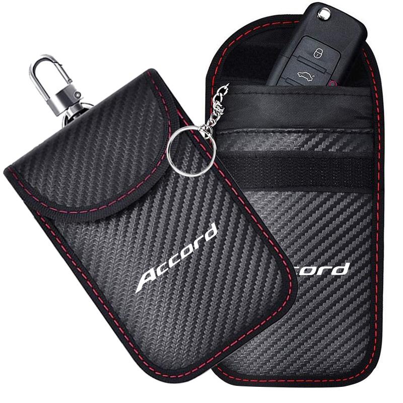 ARD1 Carbon Fiber Car Key Case Signal Blocker Bag RFID Shielding Pockets For Honda Civic Accord CR-V Fit Jazz Odyssey Vezel Pilot HRV