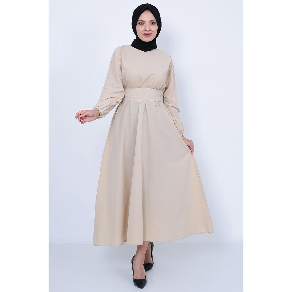 Rochie Neagra Hijab De Sezon Cu Talie Si Curea Elastica