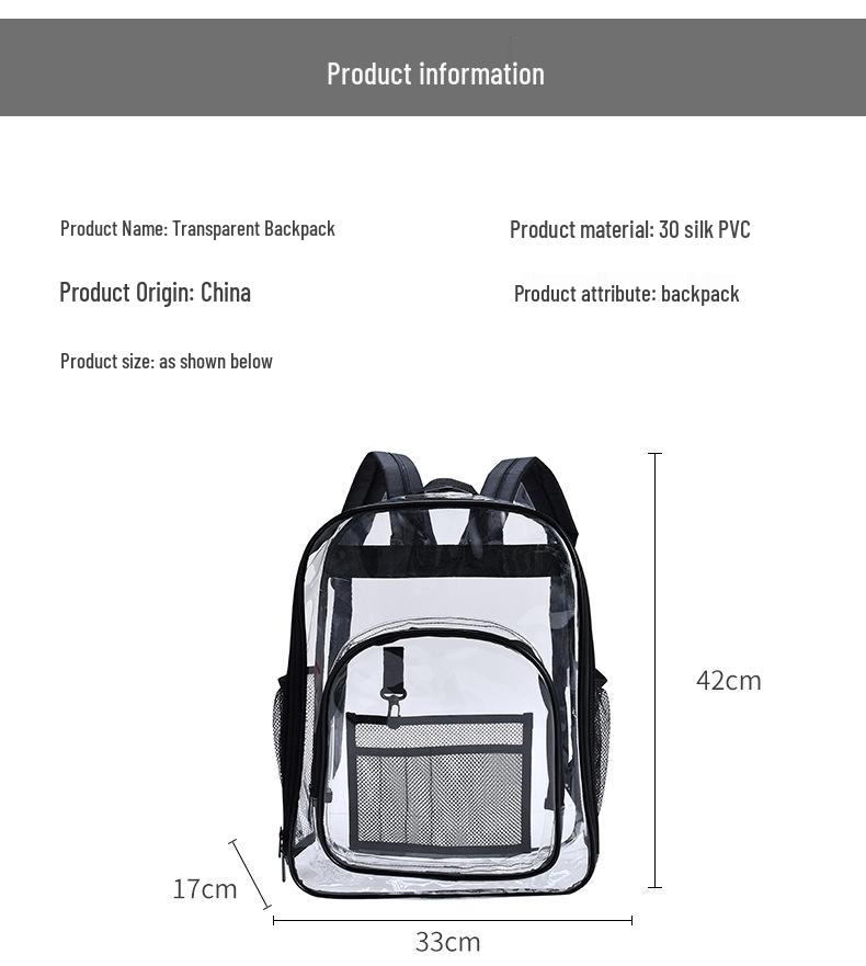 Eco-friendly PVC Transparent Ita Backpack - Unisex Waterproof School & Outdoor Bag
