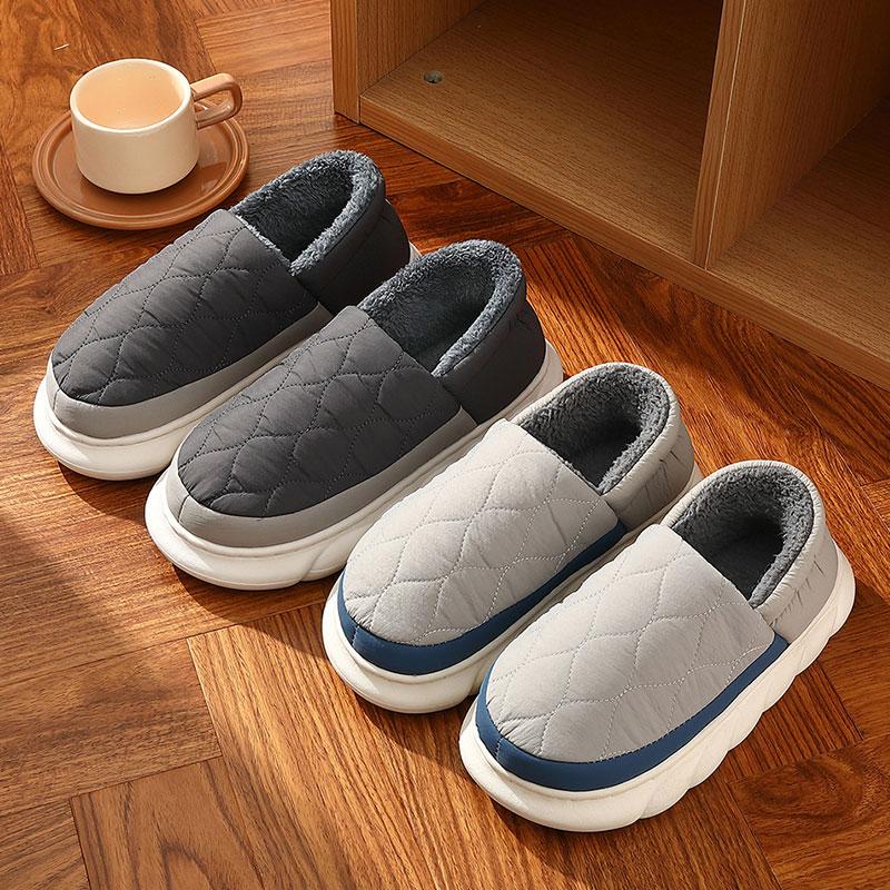 Fashion Litfun Plush Slippers Men Women Slippers New Winter Outdoor Warm Waterproof Cotton Shoes Indoor Antiskid Thick Sole Home Slides