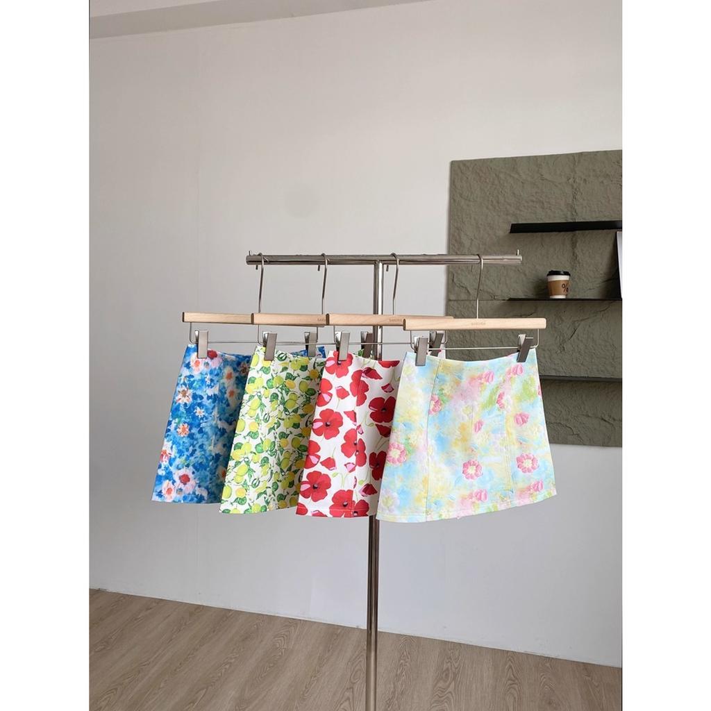 Damen Minirock mit niedrigem Bund A-Linie Blumenprint Sommerurlaub Lässiger Bleistiftrock