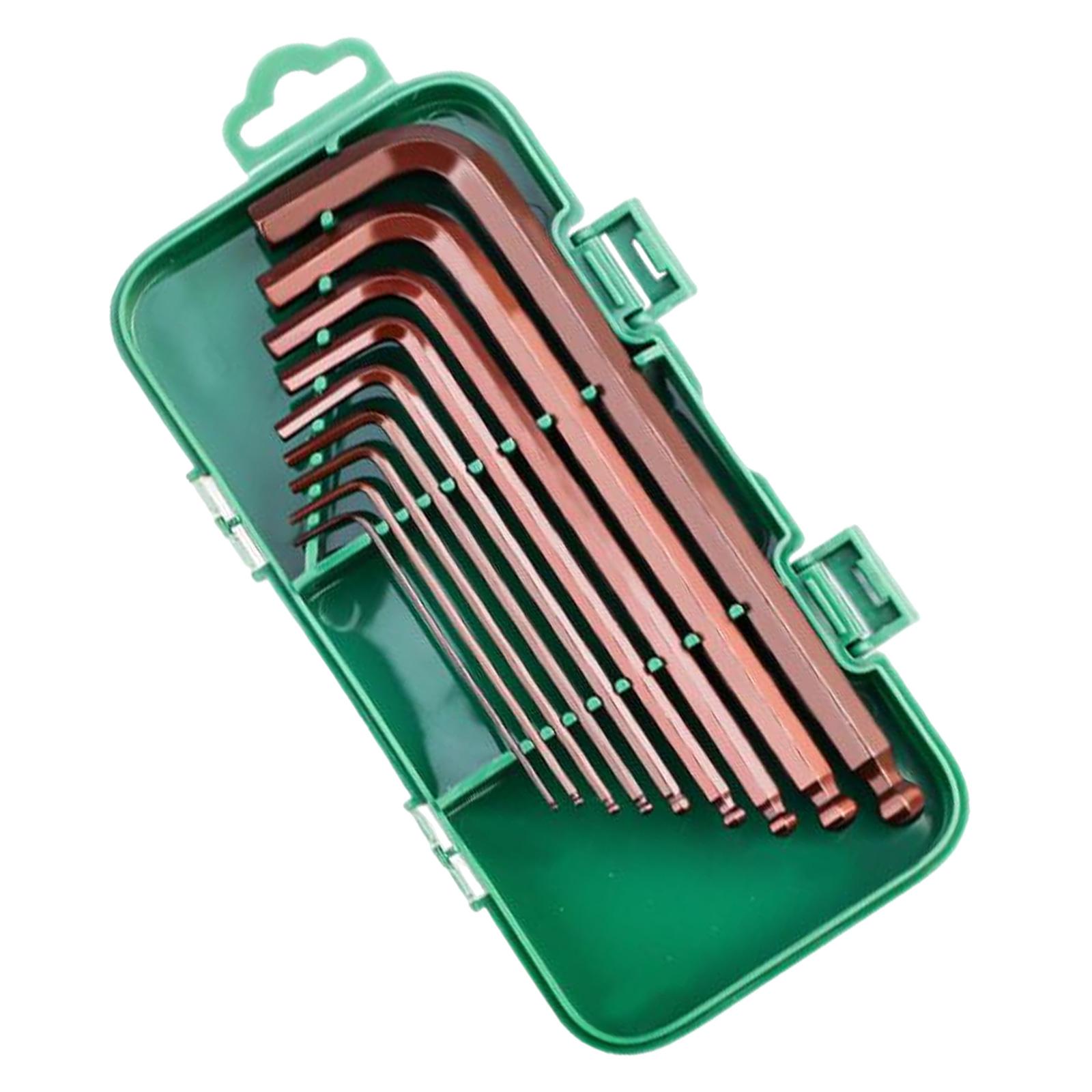 9-piece Set of Extended L-shaped Plum Blossom Hexagonal Wrench with Ball Head Design