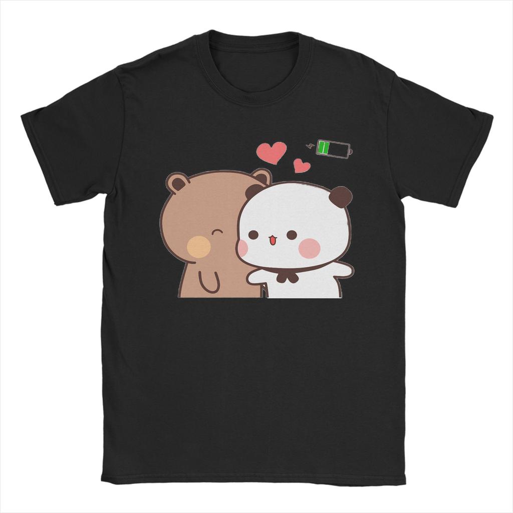 Kawaii Bubu Dudu Couple Pandas TShirt Unisex  Amazing 100 Cotton Tees Round Collar Short Sleeve T Shirts Gift Idea Clothing