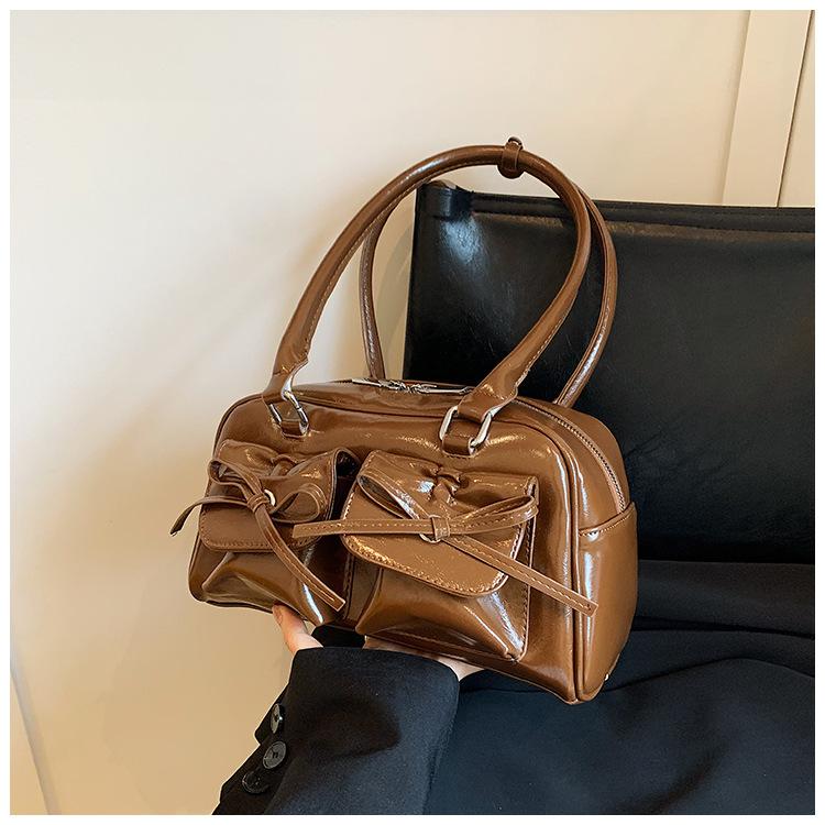 

Large-capacity bag women s 2025 autumn and winter new ballet style bow underarm bag versatile shoulder bag 29*10*17 коричневый