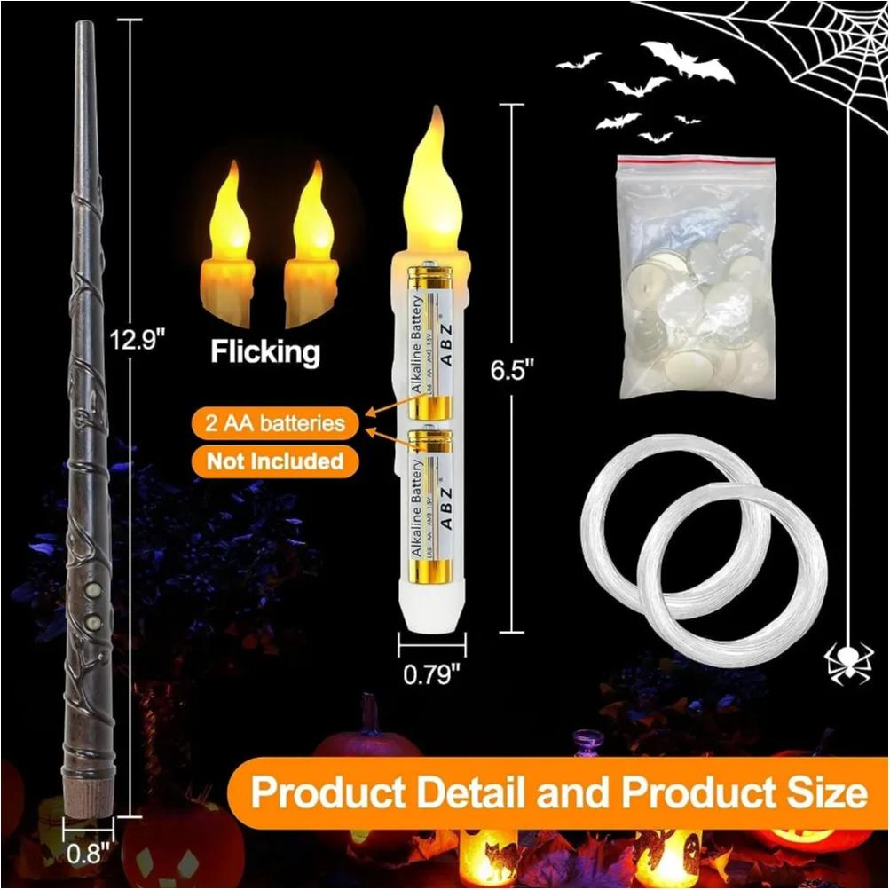 Magic Wand Remote Hanging Operated Potter Harries Battery Floating Candles Warm Light Decoration Halloween Flameless Candles 1PC