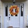 14 Inch Fall Wreath Fall Decoration For Front Doors With Maple Leaves, Pumpkins And Berries Hanging From Indoor And Outdoor Wall
