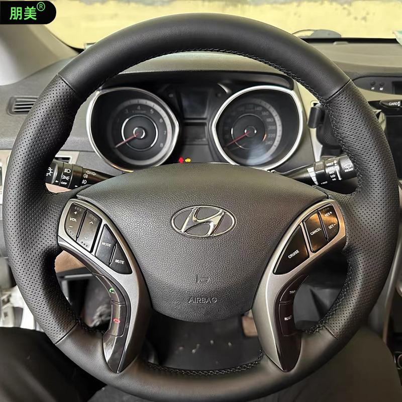 Hand-Stitched Non-Slip Durable Suede Car Steering Wheel Cover For Hyundai Elantra Avante I30 2012-2016