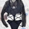 Costume da bagno da donna Nero Costume intero bikini con lacci sul retro Costumi da bagno brasiliani sexy