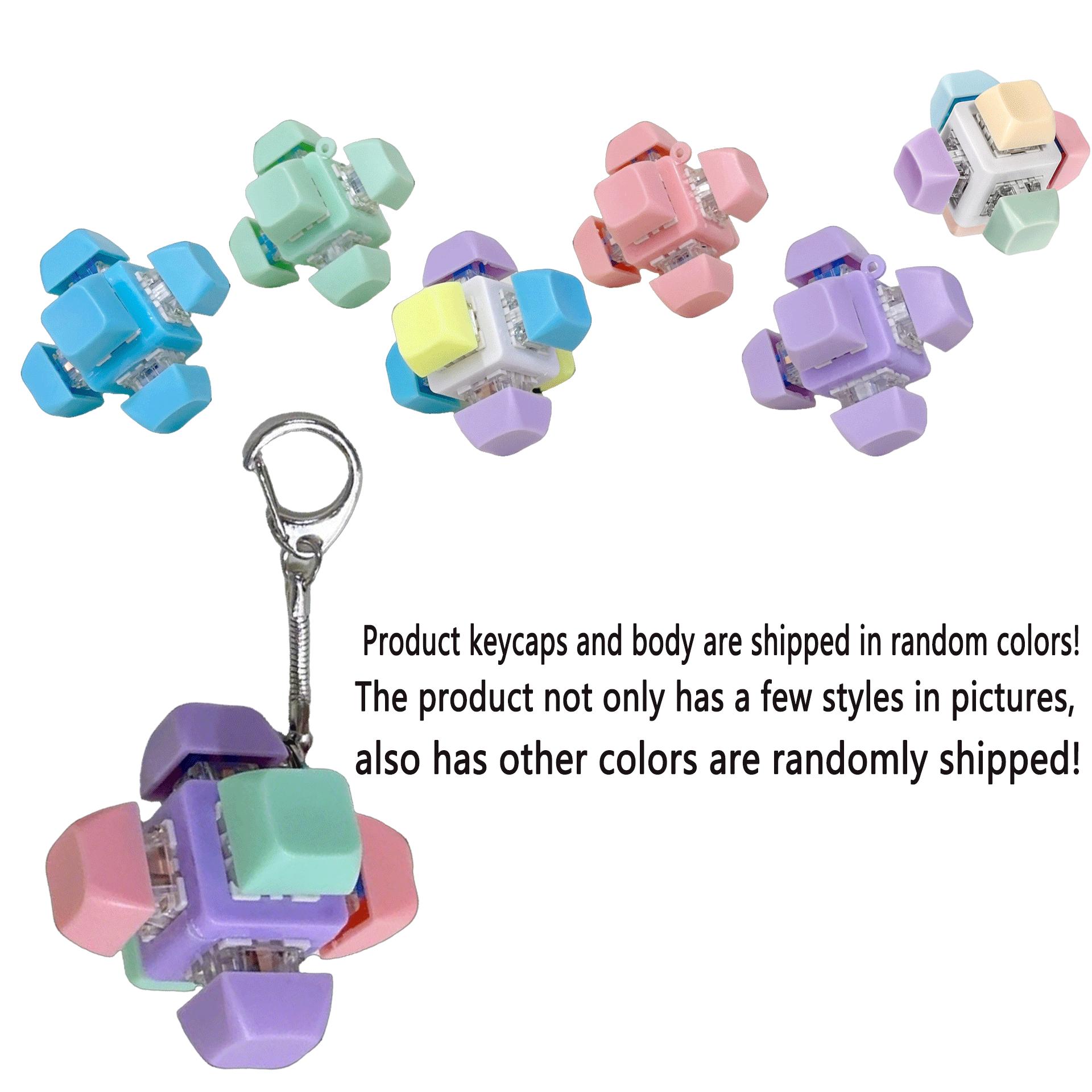 

Six Sided Button Colorful RGB Keycap Fidget Keychain Fingertip Keyboard Toy Clicky Mechanical Fidget Toy Stress Relief Gadget