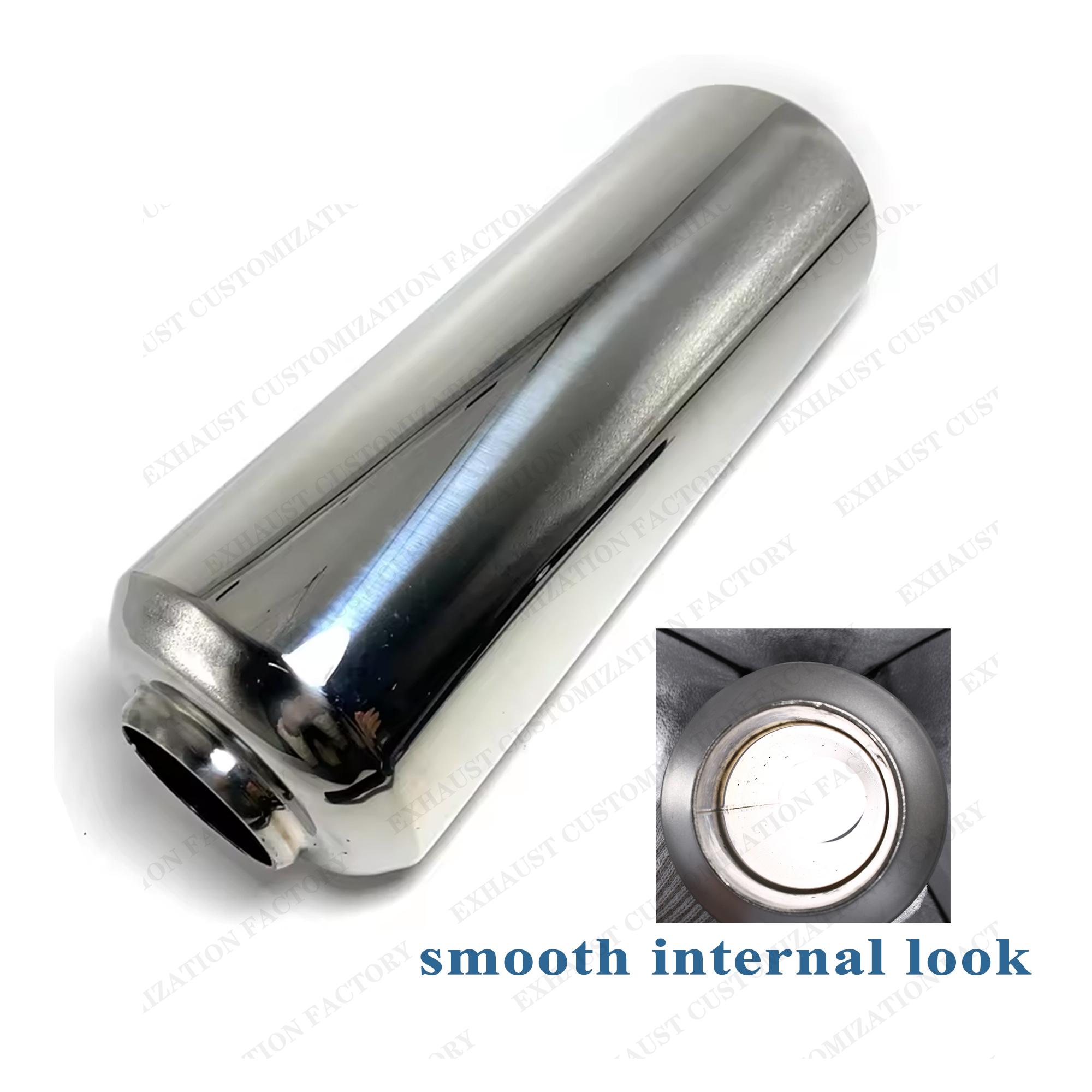 Performance Exhaust Resonator 63mm Inlet Outlet Muffler 304 Stainless Steel Spiral Surface Exhaust System DIY Car Accessories Smooth Surface A