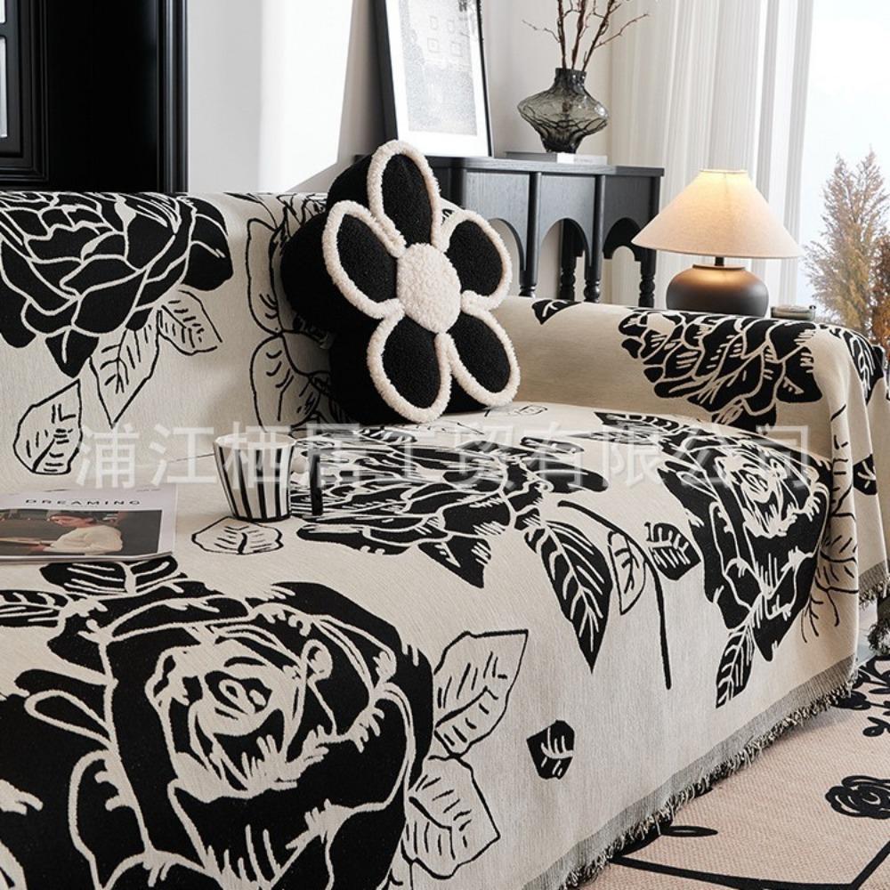 Cartoon sofa towel Chenier black and white simple modern all-inclusive cover anti-cat scratch all-season universal seat cushion blanket cover