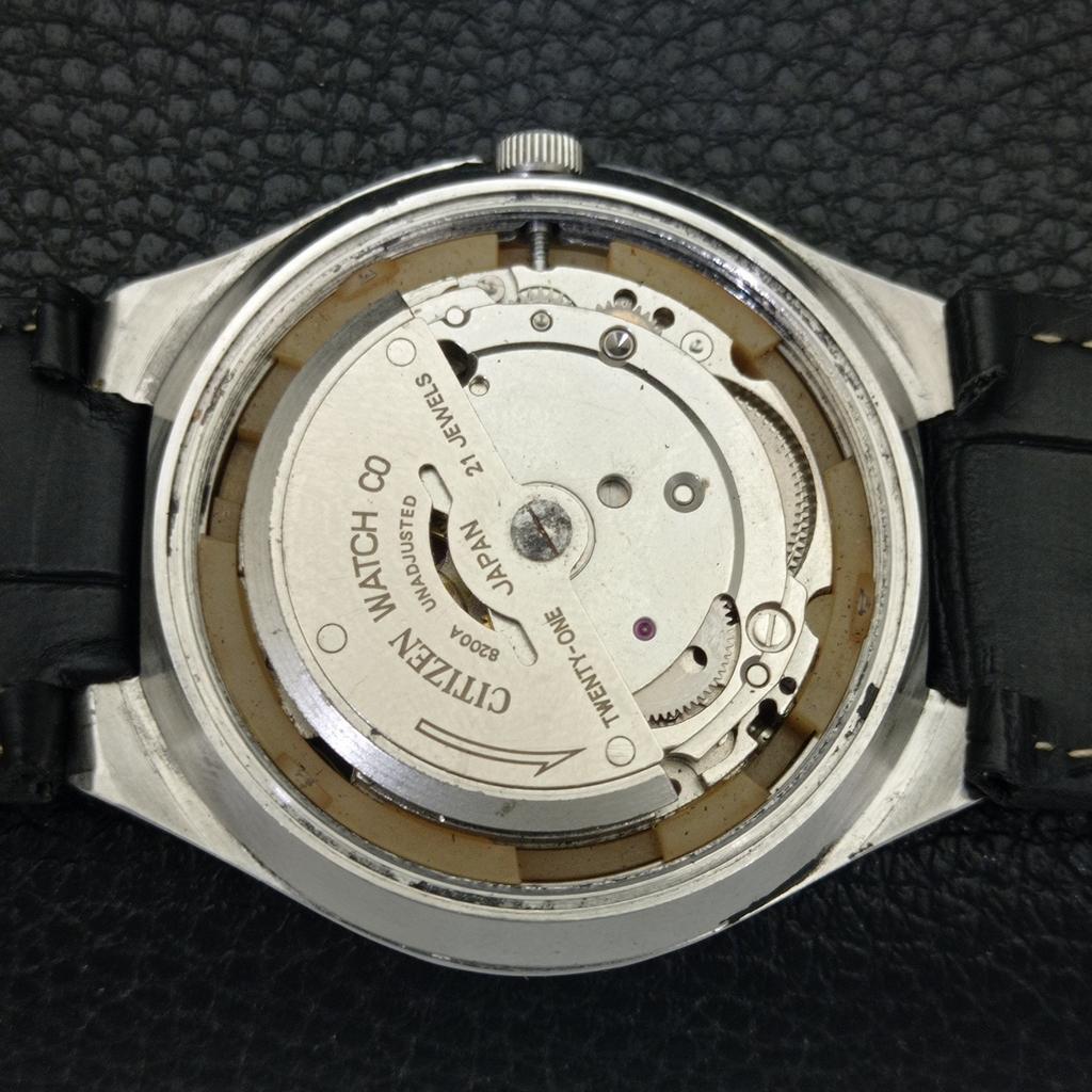 CITIZEN AUTOMATIC 8200 VINTAGE JAPAN MENS BLACK COLOR DIAL WATCH a702144-5 R208-a702144