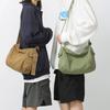 Female Canvas Fabric Hobo Soft Slouchy Shoulder Bag Y2K Student Leisure Medium Size School Book Laptop Pouch Messenger Side Bag
