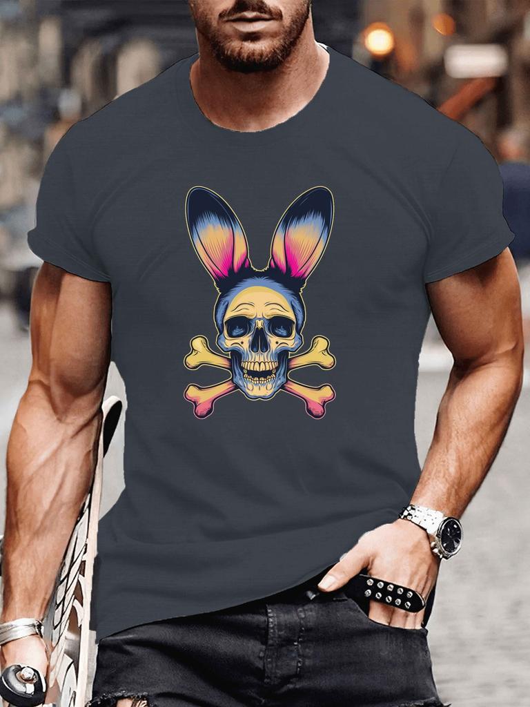 Skeleton Rabbit Graphic Print Men's Luxury Cotton Short Sleeved T-shirt Summer Unisex Men's and Women's Streetwear Trend
