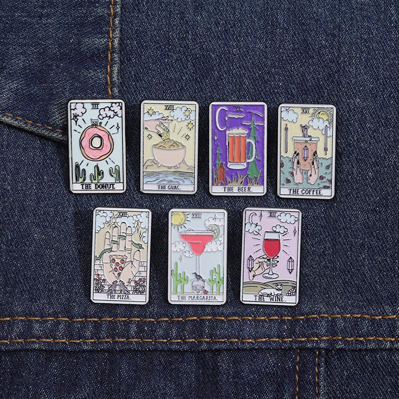 Tarot The Fool Love Donut Glass Cup Magician Empress Emperor Badges Brooch Enamel Pins Label Bag Backpack Hat Jewelry