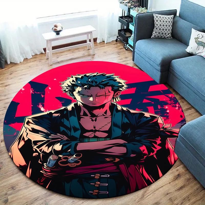 One Piece Roronoa Zoro Round Area Rug Carpet Rug For Living Room Bedroom Sofa Playroom Decor Nonslip Floor Mat