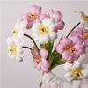 3Pcs Pink Tulips Artificial Flowers Decor Pu White Artificial Brownie Tulips Fake Flower Arrangement for Wedding Home