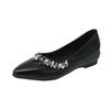 French stunning beauty not tired feet single shoes women's 2025 super fire new temperament pointed flat bottom laden shoes black light mouth shoes