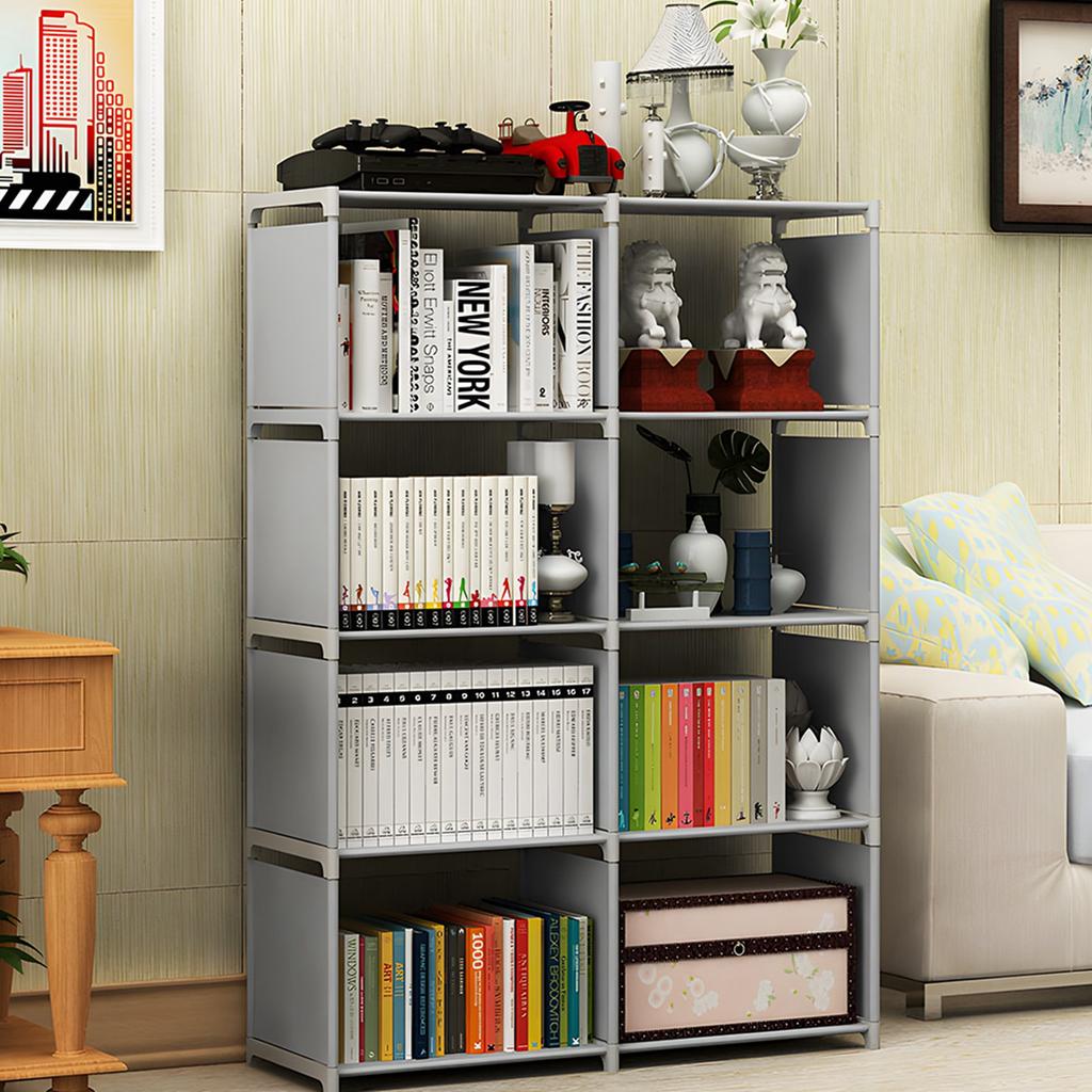 5 Tier Book Shelf 8 Cube Storage Tall Bookcase Shelf Assembled Freestanding Vertical Storage Rack for Bedroom Living