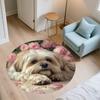 Shih Tzu and Roses Pattern Round rug,Carpet Rug for Living Room Bedroom  Playroom ,Non-slip Floor Mat,Holiday Gifts and Birthday Gifts.
