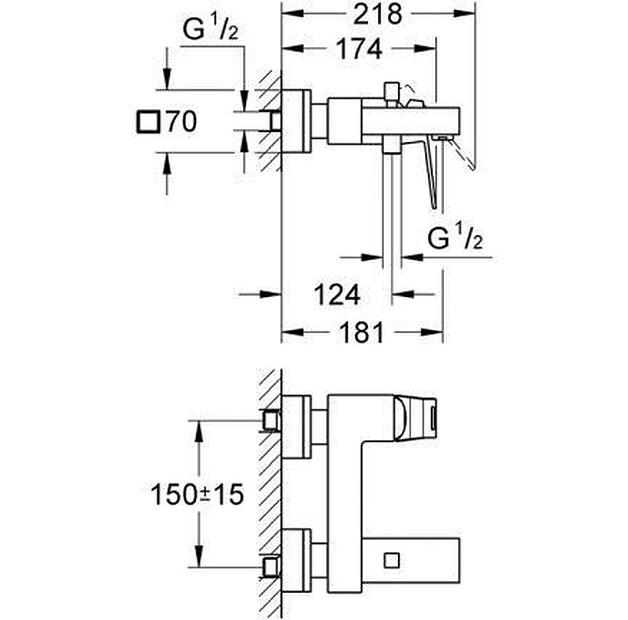 Bateria GROHE Eurocube 23140000