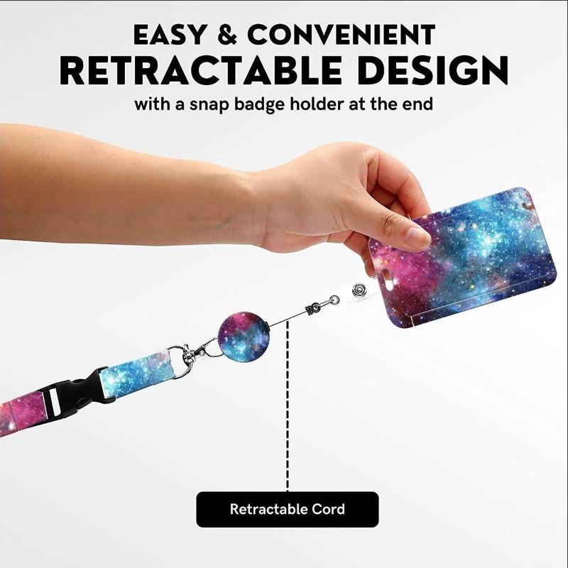 Leopard Print Retractable Badge Reel Holder with Card Holder Neck Strap Lanyard Stylish ID Name Worker Card Keychain for Women