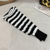 Damen Gestreifte Gestrickte Beinwärmer Schülerinnen Harajuku Beinabdeckung Mittellange Socken Winter Warme Knöchel-Stulpen