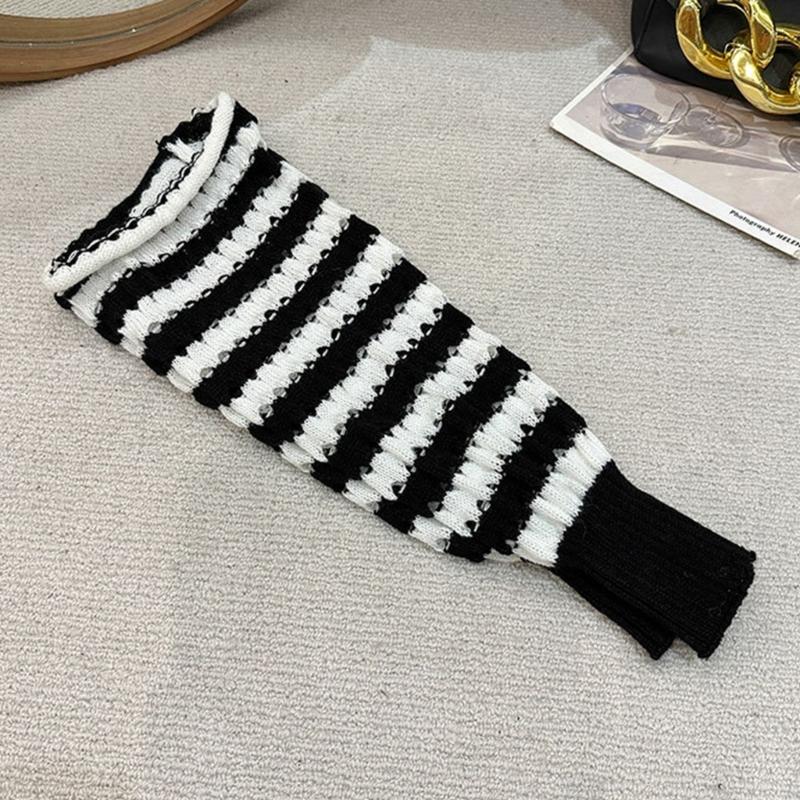 Damen Gestreifte Gestrickte Beinwärmer Schülerinnen Harajuku Beinabdeckung Mittellange Socken Winter Warme Knöchel-Stulpen