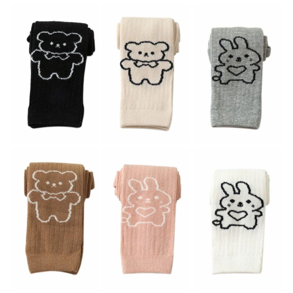 Cartoon Bear Children's Cropped Pants Elastic Waist Kids Skinny Pants  Spring Autumn