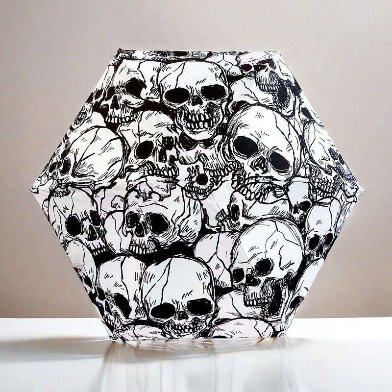 

Мини складной зонт Череп Дорожный Узор Ужасы Ультралегкий портативный компактный защита от УФ карманный маленький зонт от солнца Iron&6K