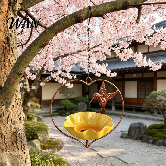 Heart-shaped Bird Feeder Outside Hummingbird Feeder, Weather-proof Metal Butterfly Bath, Bath Hanging Feeding Bowl for Outdoor Garden Patio Yard