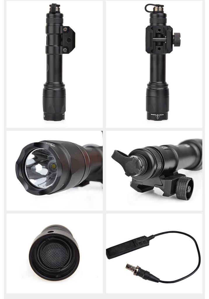 M600C Tactical High-Brightness LED Flashlight with Tail Switch and Crenellated Bezel