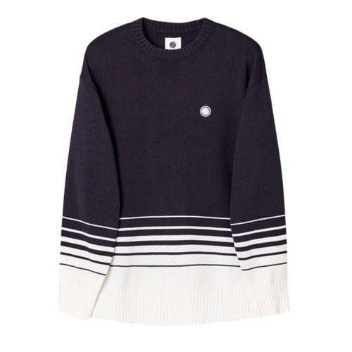 Pretty Green Mens Striped Crew Neck Relaxed Fit Jumper