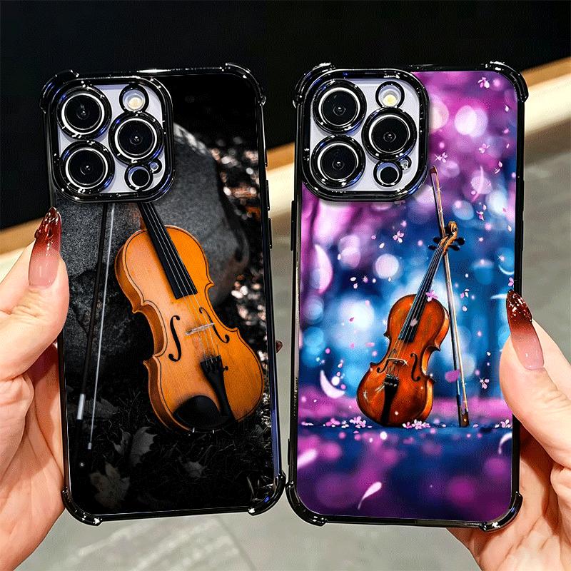 Violin Music Plating Phone Case For Xiaomi Poco X5 X6 X7 X8 Pro Max F8 Ultra F7 M8 M7 M5S Redmi 15C 15 14C 13C 13 X3 12C F6