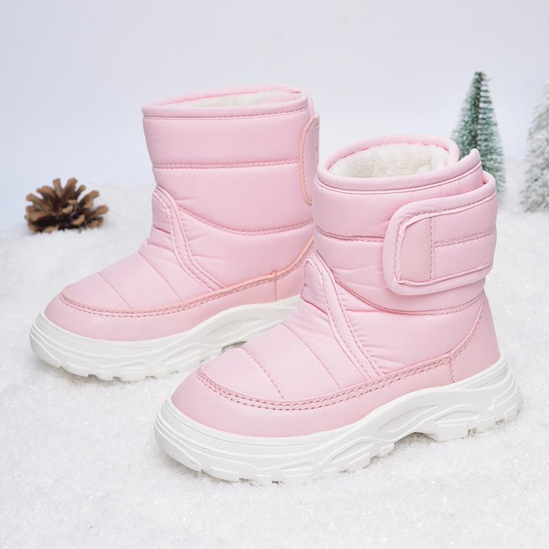 Children Winter Warm Snow Boots Baby Anti-slip Soft Thicken Sole Short Boots Girls Hook Shoes Boys Waterproof Snow Boots