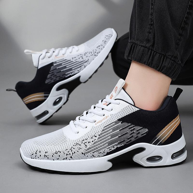 Men's sports shoes spring new air cushion soft-soled sports shoes 2025 fly-woven men's shoes