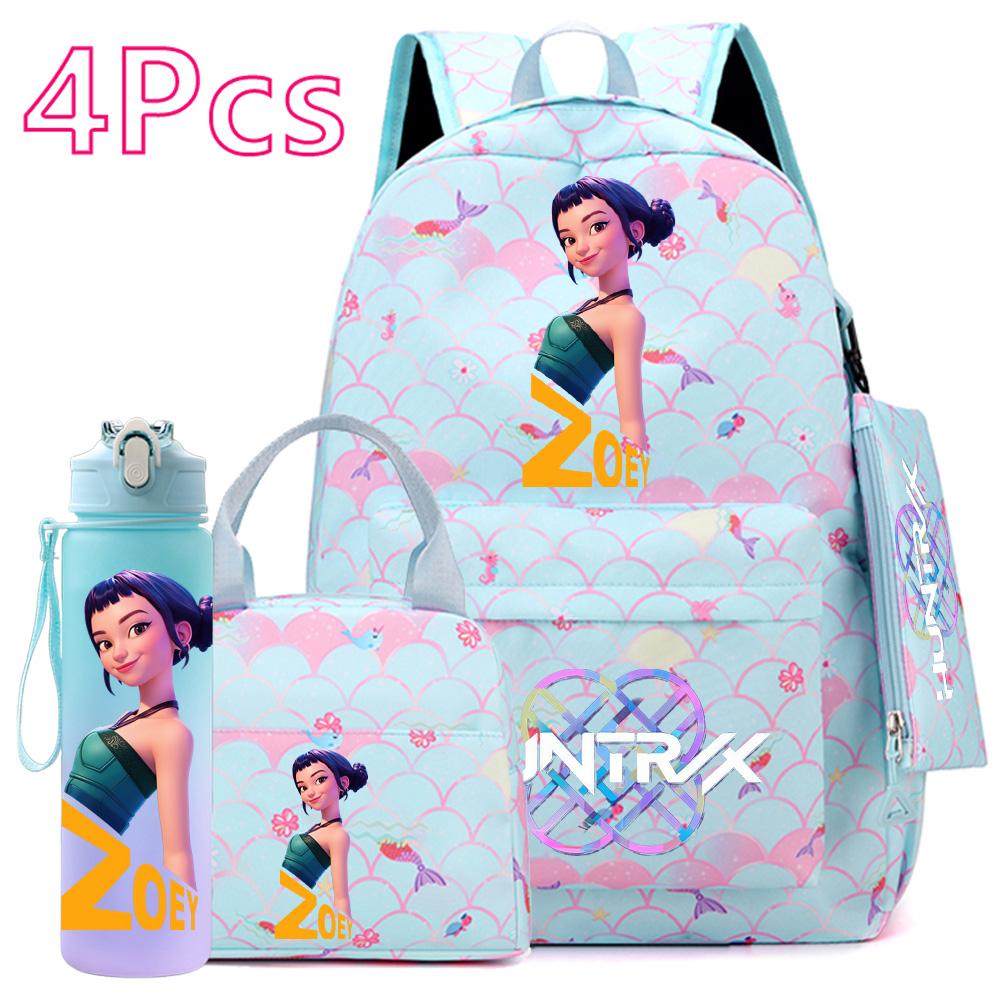 4-teiliges/Set K-POP Bedruckter Rucksack Große Kapazität Schultasche Handtasche Etui Tasche mit 750 ml Wasserflasche Junge Mädchen Schultasche wasserdicht Reisetasche Mochila