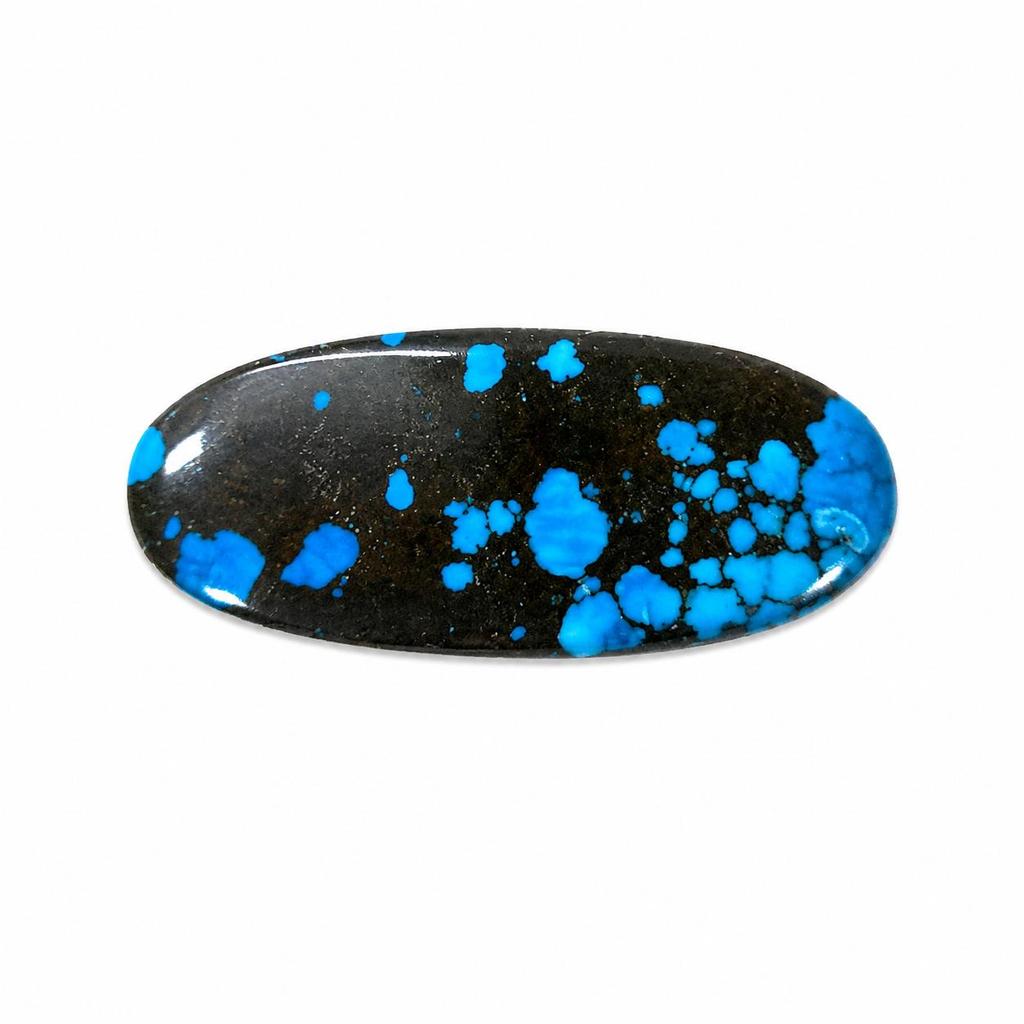 Blue Turquoise Long Oval Cabochon Gemstone | Designer Jewelry Making Stone