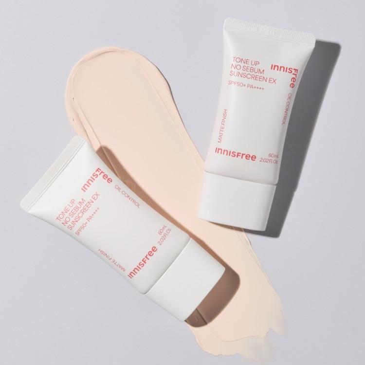 [Double Planning] Innisfree Tone-Up No-Sebum Sunscreen EX SPF 50+ PA++++ 60 ml, 2 unités, cosmétiques coréens