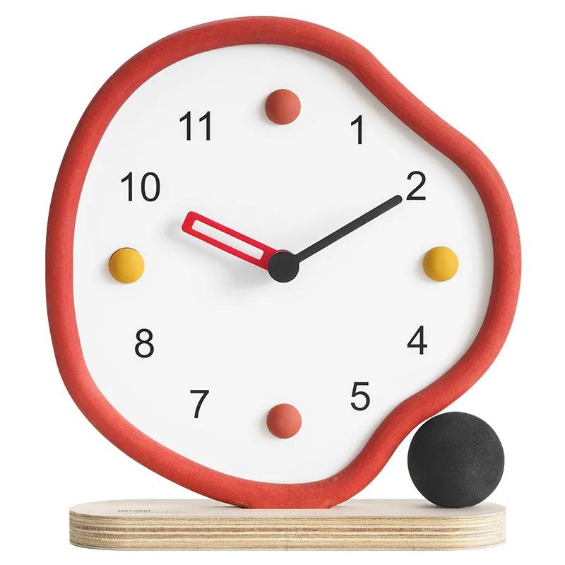 Creative Living Room Silent Desk Clock Desktop Ornaments, Wine Cabinet TV Cabinet Entrance Decorations Bedroom Table Clock
