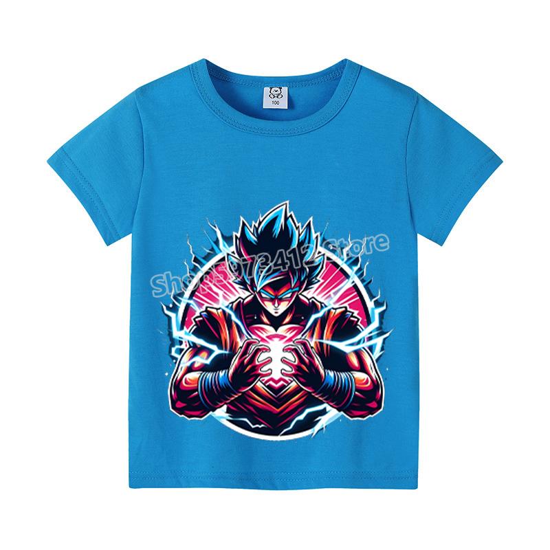 Dragons Ball Z T-shirt Goku Cartoon Anime Figures Short Sleeves Casual Kid Tee Y2K Round Neck Top Boy Summer Child Clothing Gift