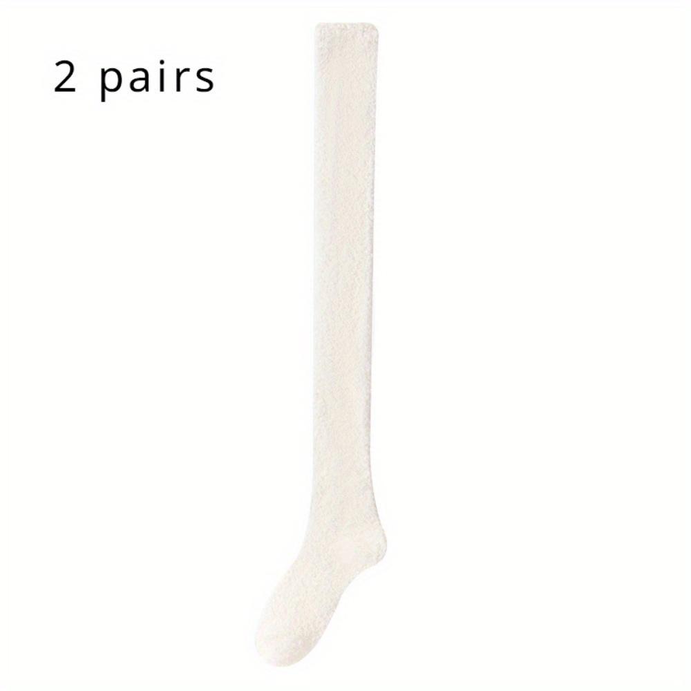 

2 пары простых однотонных носков, зимние носки для снега, утолщенные теплые носки для пола, носки до икры, гольфы, домашние носки для сна, повседневные носки 2 Pairs White