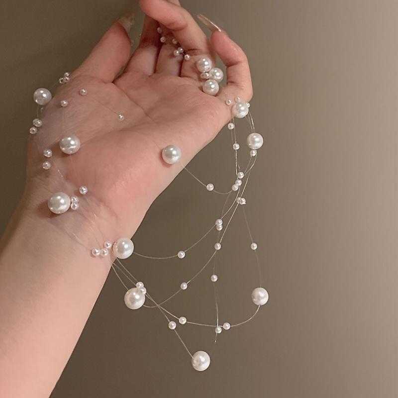 Elegant Multi-layered Simulated Pearl Layered Necklace Suitable for Daily Party Wearing Is The Perfect Gift for Valentine's DayGood product