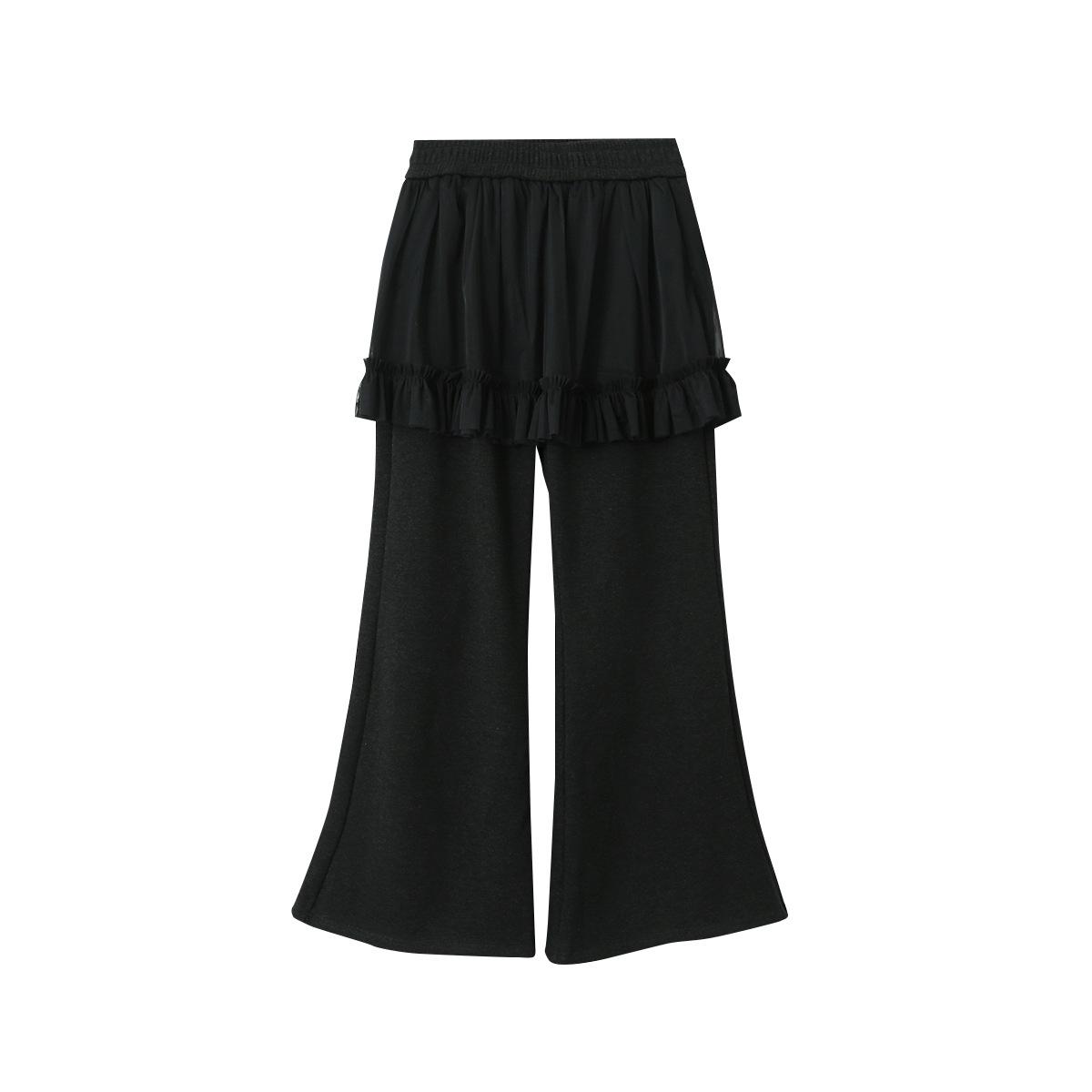 

Stylish Slimming Retro Flare Pants with Mesh Overlay for Women M