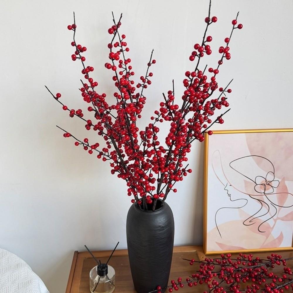 1PCS Holly Little Fruit Artificial Plants Red Berries Berry Bouquet Fake Flowers  New Year