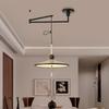 Vintage Walnut Wood Swing Arm Chandelier for Dining Table or Cafe Bar